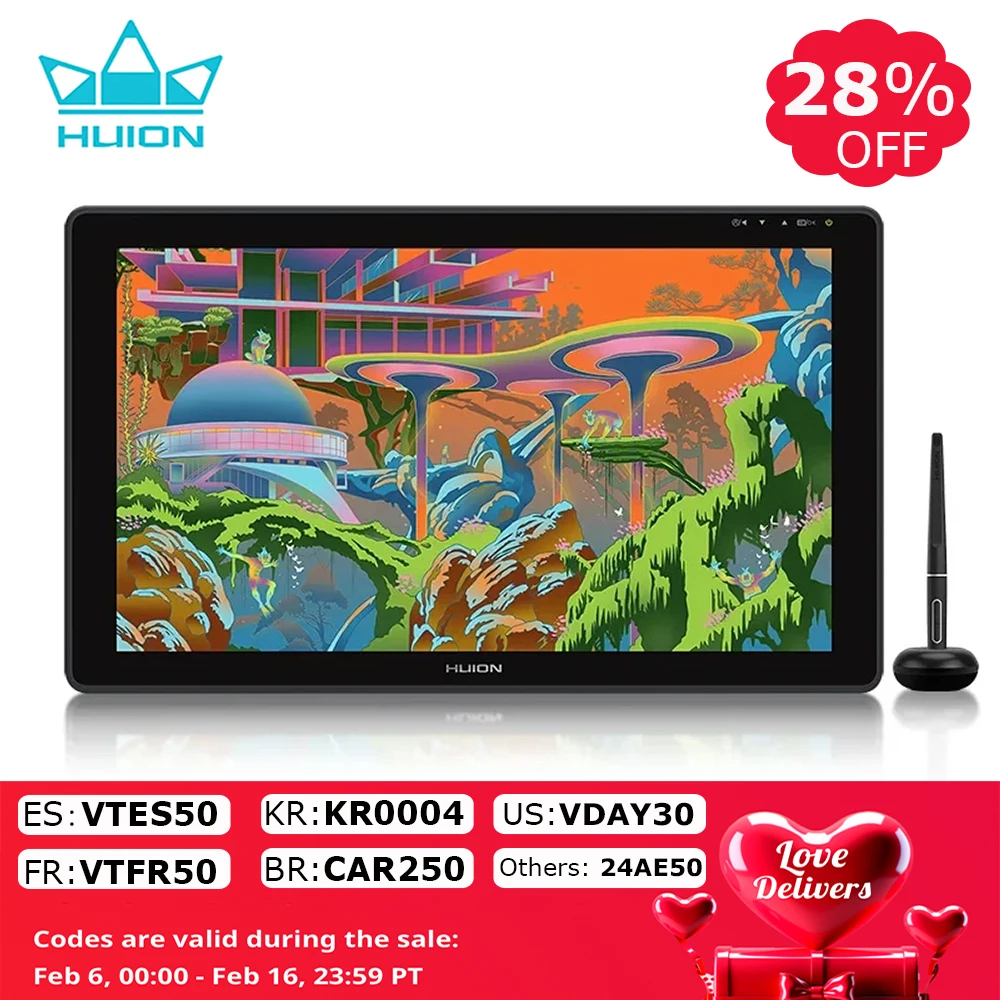 Huion Kamvas 22 Tavoletta Grafica Tavoletta Grafica Da 21,5 Pollici Schermo Monitor 120%S Rgb Display Penna Supporto Pellicola Opaca Antiriflesso Wind