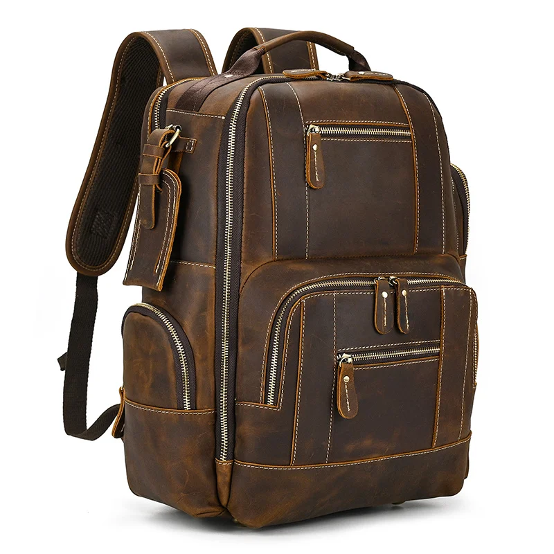 

Vintage fashion genuine leather men travel bag luxury backpack computer bagpack designer shoulder bag for male multifunction bag