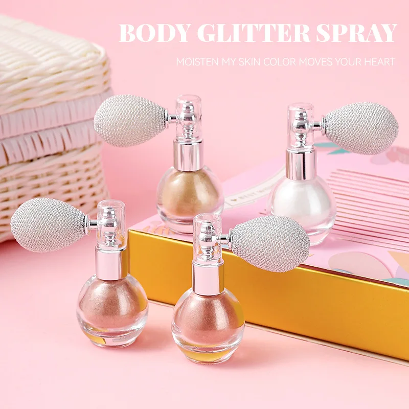 Highlighter Powder Spray High Gloss Glitter Powder Spray Shimmer Sparkle Makeup for Face Body Highlight Makeup highlighter powder glitter spray
