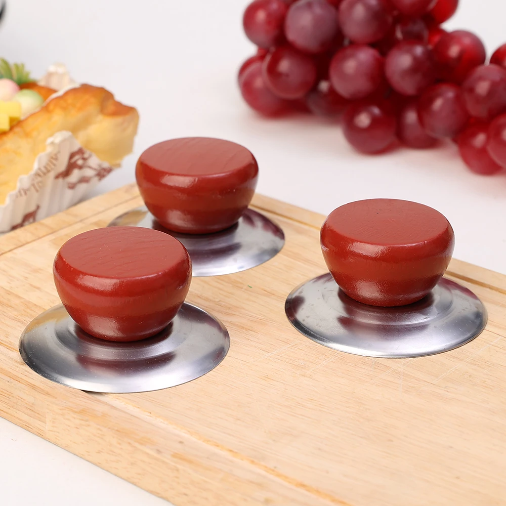 1-6PCS Pot Lid Knobs Universal Replacement Kitchen Cookware Pot Pan Lid Handle Wooden Anti-Scalding Handgrip Parts Accessories