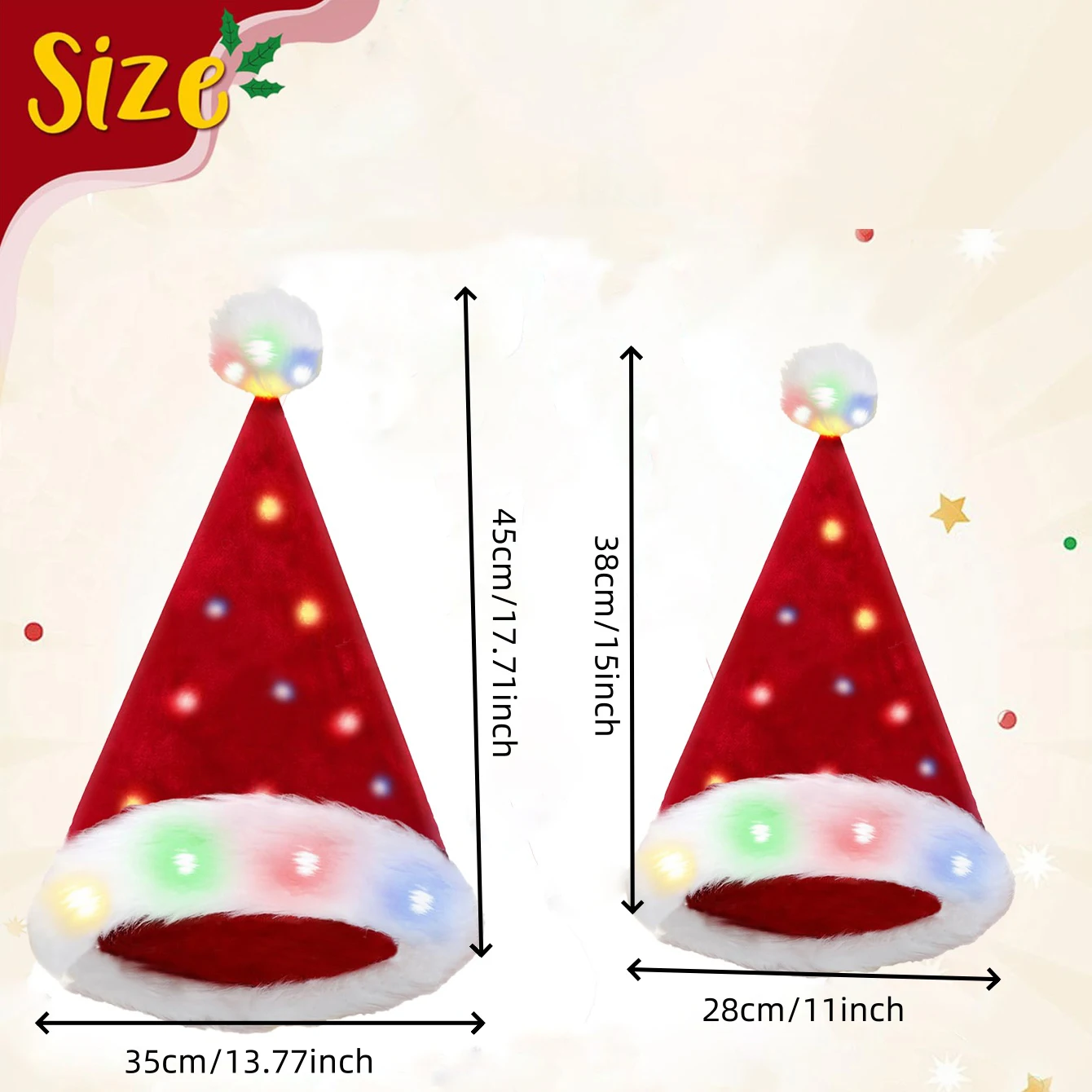 1pc lit santa hat, santa hat christmas party costume colorful glitter hat adult christmas party gift ornaments