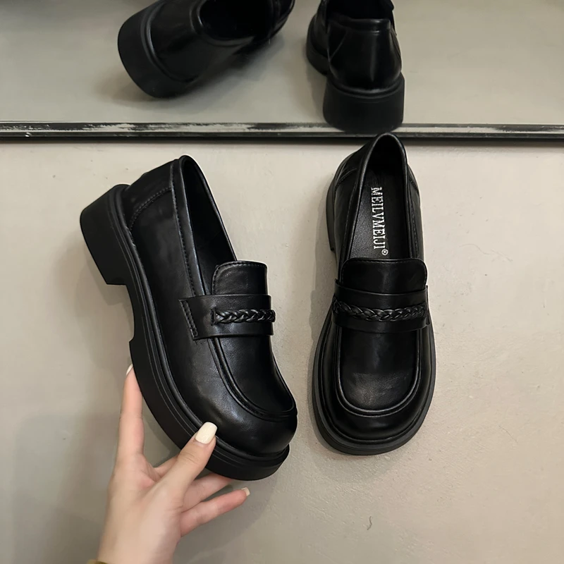 Aphixta New Weave Dec Woman Loafers Flats Shoes Sewing Round Toe Shallow Women's Shoes Classic Brown Spring Daily Footwear