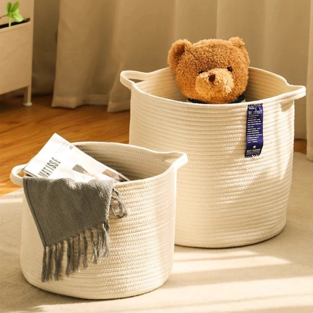 

Thickened Cotton Thread Woven Folding Large Capacity Dirty Clothes Dormitory Desktop Sundries Baby Toy Storage Basket Barrel