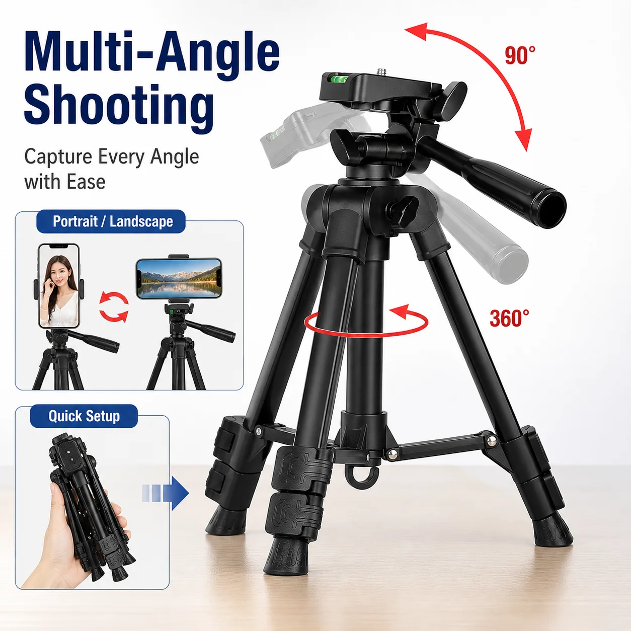 Compact Desktop Tripod Stand for Vlogging and Live Streaming