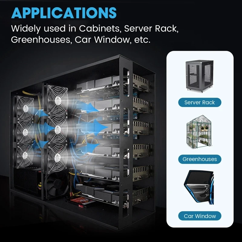 Ventilador de Refrigeração com Controlador Btc Máquina Chassis Workstation Gabinete do Radiador Ventilador do Servidor 3000rpm 12cm 12v 220v 120 Milímetros - Imagem 4