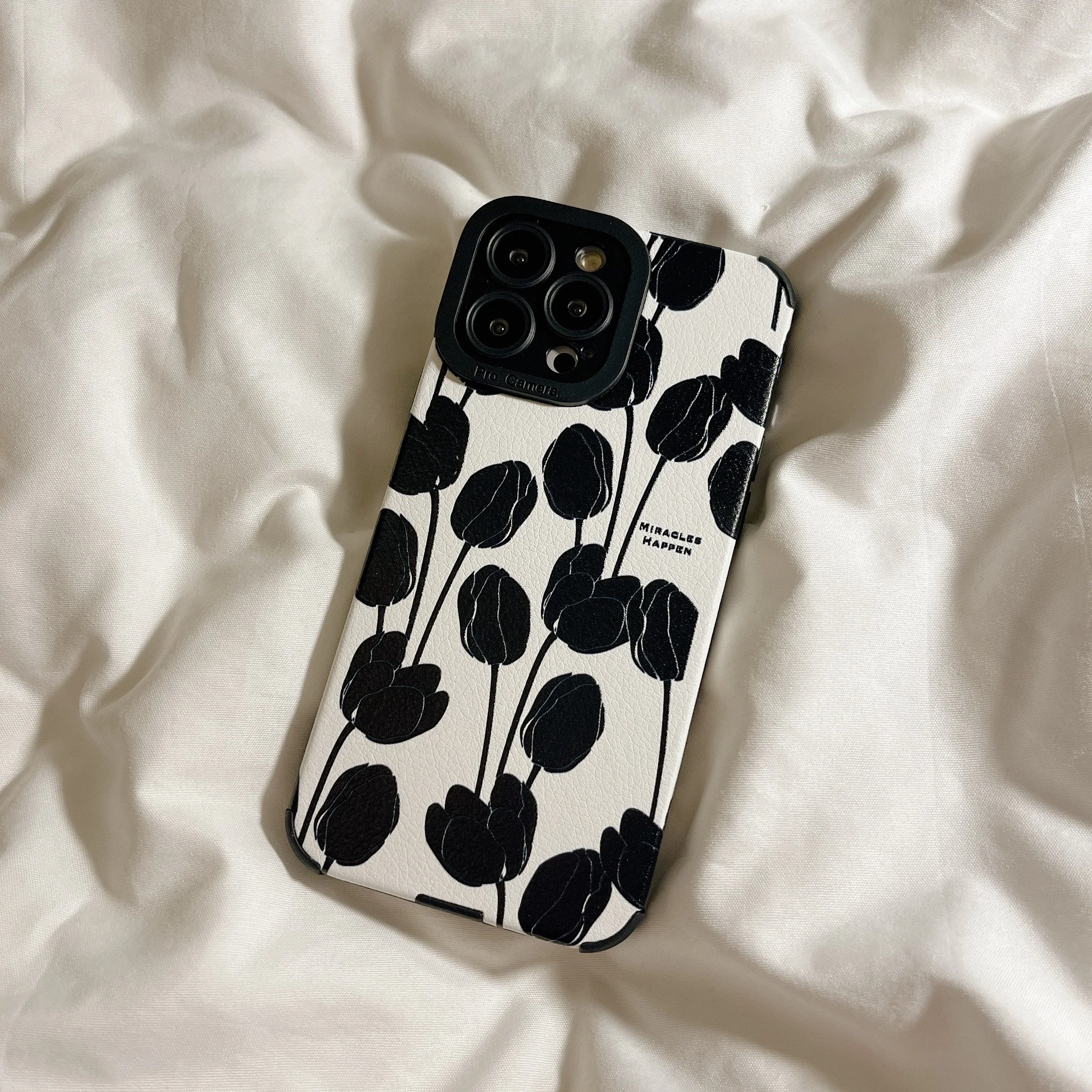 Ins Cold Wind Black Tulip Flowers Custodia Per Telefono Per Iphone 14 13 12 11 Pro Max X Xr Xsmax Custodia In Tpu Cover Nuovi Prodotti