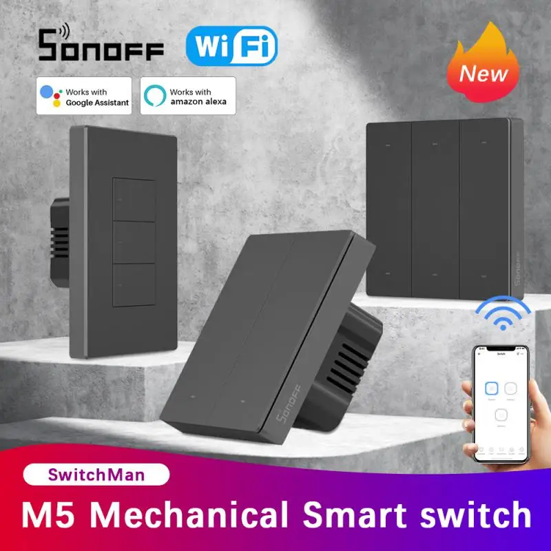

Умный настенный выключатель SONOFF Wi-Fi M5, 120 дюйма, 1/2/3 клавиши