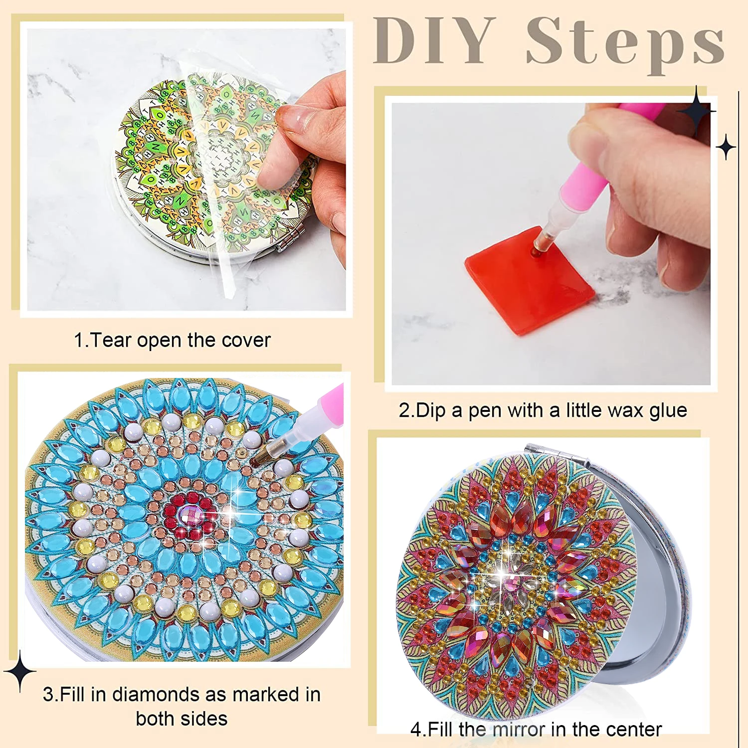 DIY Mandala Diamond Art Compact Mirror 5