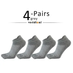Men's Cotton Ankle Socks - Breathable, Sweat - Absorbing, 5 - Finger Design - EU 38 - 44(US 6 - 10) (4 Pairs grey)