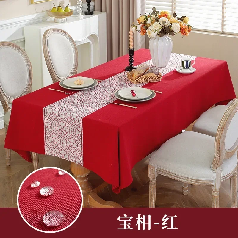 

Cotton linen tablecloth waterproof oil-proof thickened high-gram heavy tea table cloth home TV cabinet cover gray22