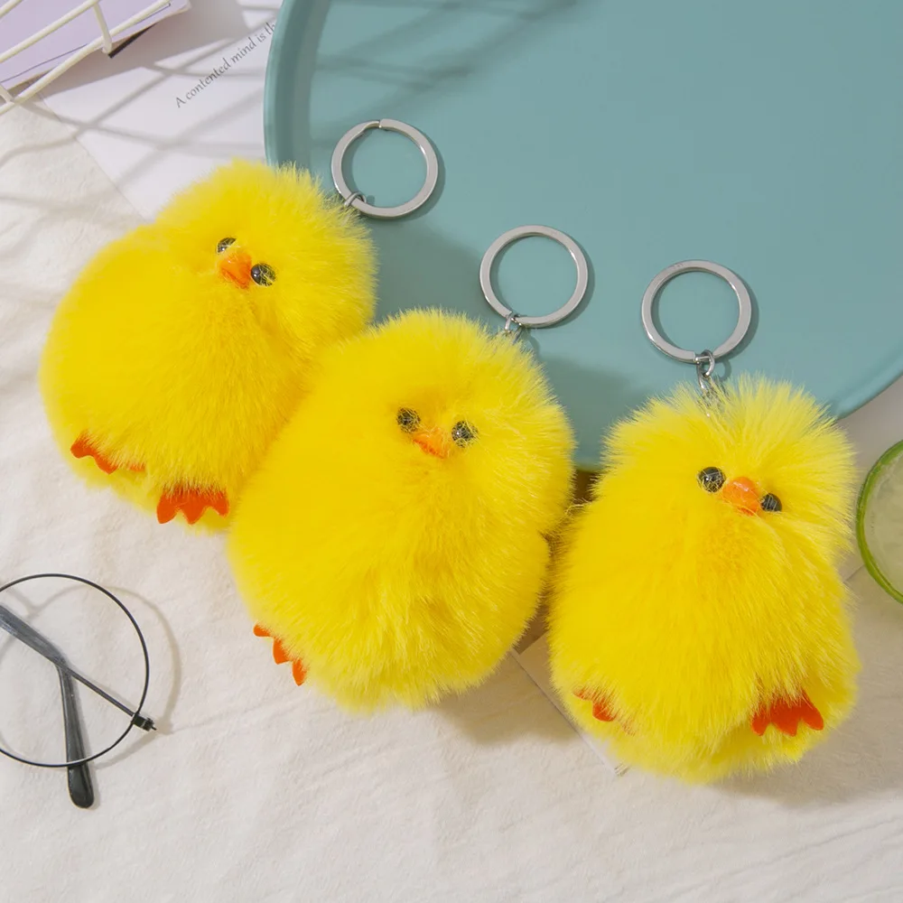 

Kawaii Woolly Yellow Little Duck Keychain Doll Keychain Lovely Duck Bag Accessory Cute Plush Girl Couple Keyring Lover Pendant