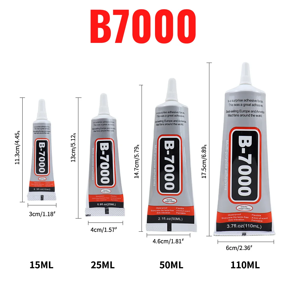 upgraded version 15ml b7000 glue mobile phone screen b 7000 adhesive telephone glass glue repair point diamond jewelry 15ML 25ML 50ML 110ML B7000 Clear Contact Phone Repair Adhesive Universal Glass Plastic DIY Glue B-7000 With Precision Applicator