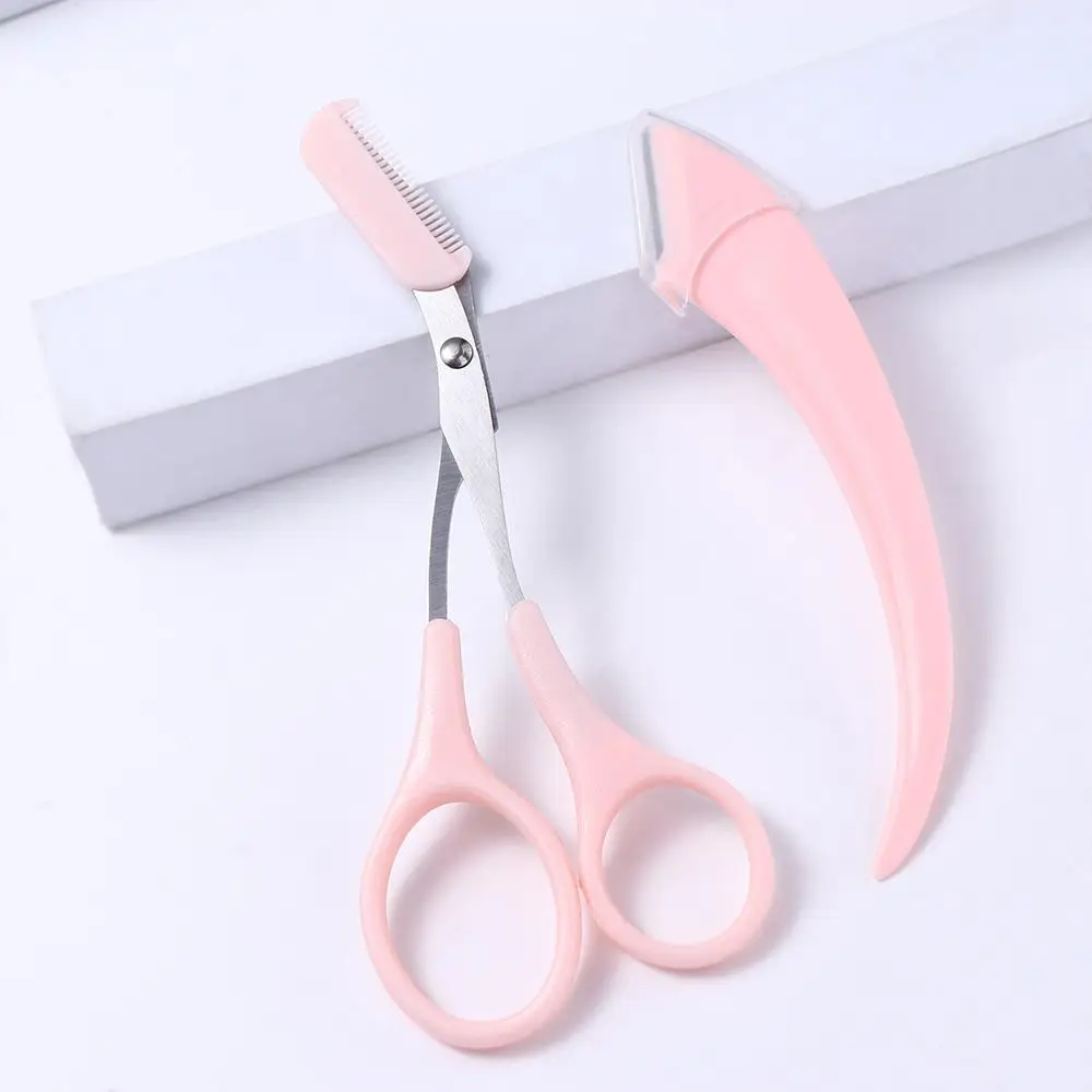 Facial Hair Removal Eyebrow Clipper Comb Female Eyebrow Trimming Eyebrow Scissors with Comb Eyebrow Trimmer Set Makeup Tools