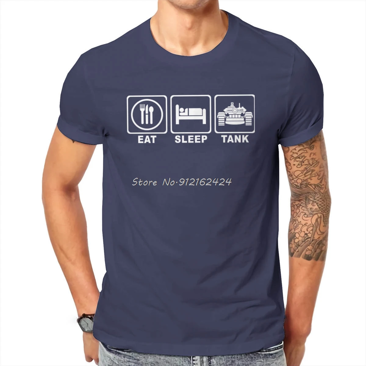 World Of Tanks Classic Game Armored Tank EAT SLEEP TANK T Shirt Classic Graphic Summer Cotton Tees Harajuku Streetwear 3