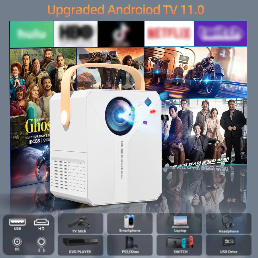 4K Home Ultra HD 5G Projector Built in Android System Built in Sound System Supports Office and Entertainment