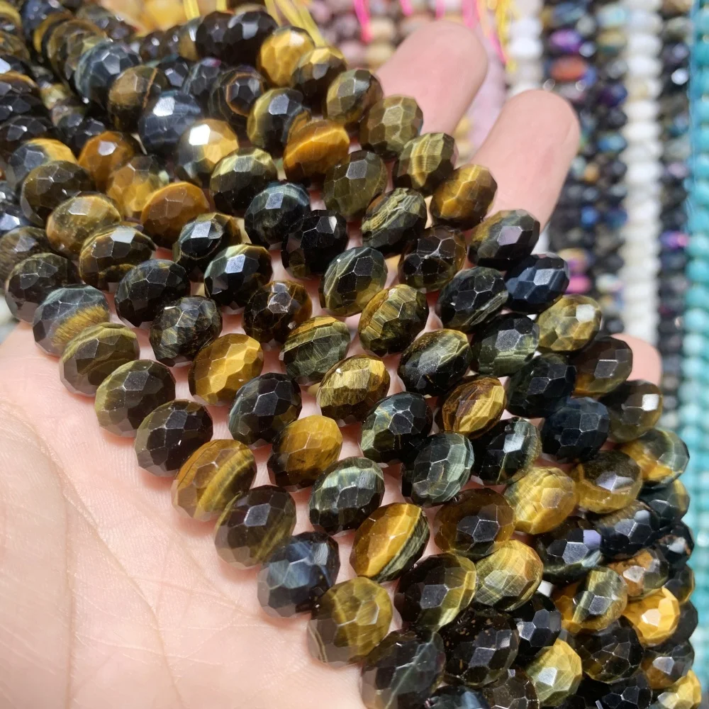 Natürliche 8x12mm Amazonit Abakus Perlen poliert Mix Tiger Eye Spacer Strang Perlen für DIY Herstellung Schmuck Zubehör Armband Hals – Detail 33