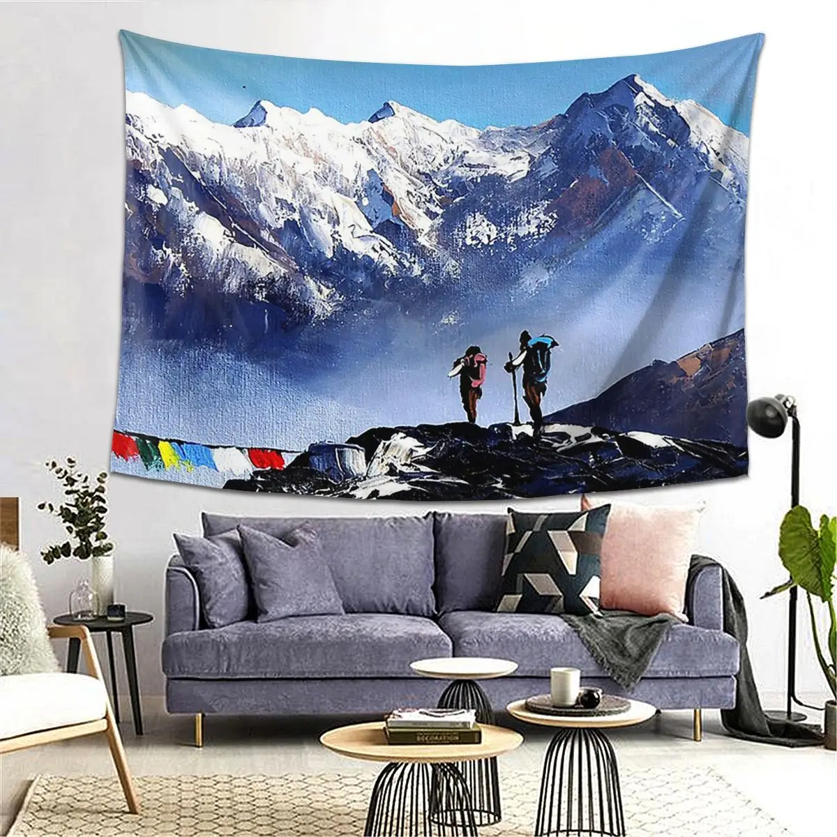 

Панорамный обзор Ama Dablam Peak Everest Mountain, эстетический гобелен, настенные гобелены для гостиной, спальни