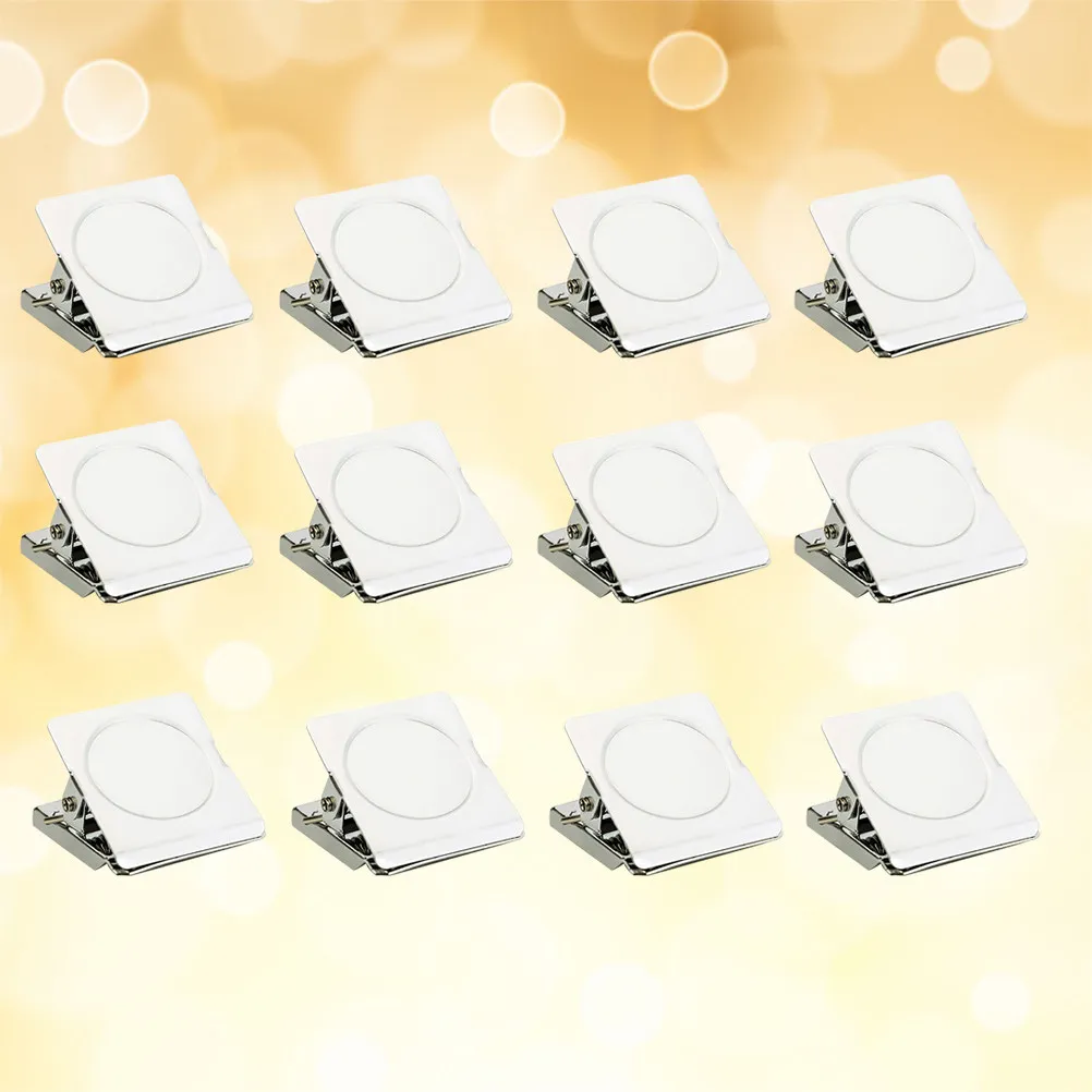 12pcs 30Mm 금속 마그네틱 클립 종이 주최자 용 스테인레스 스틸 사각형 파일 클램프 홈 학교 사무실 마그네틱 종이 파일
