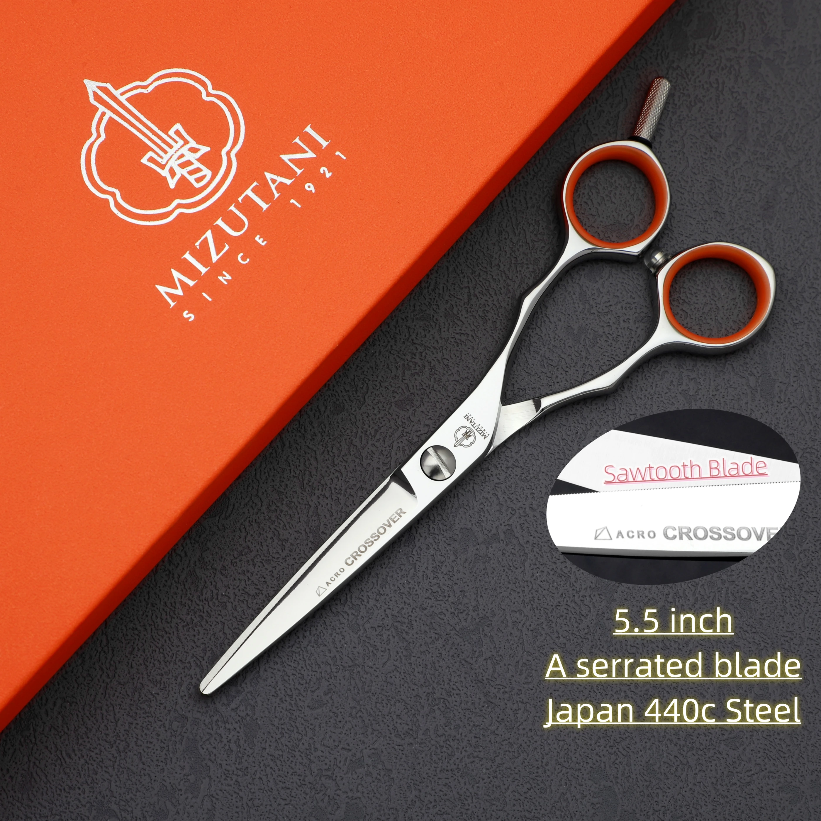 MIZUTANI Serrated blade sissors professional barber scissors thinning shears 440C steel set of 5.5-6.0 inch  barber accessories