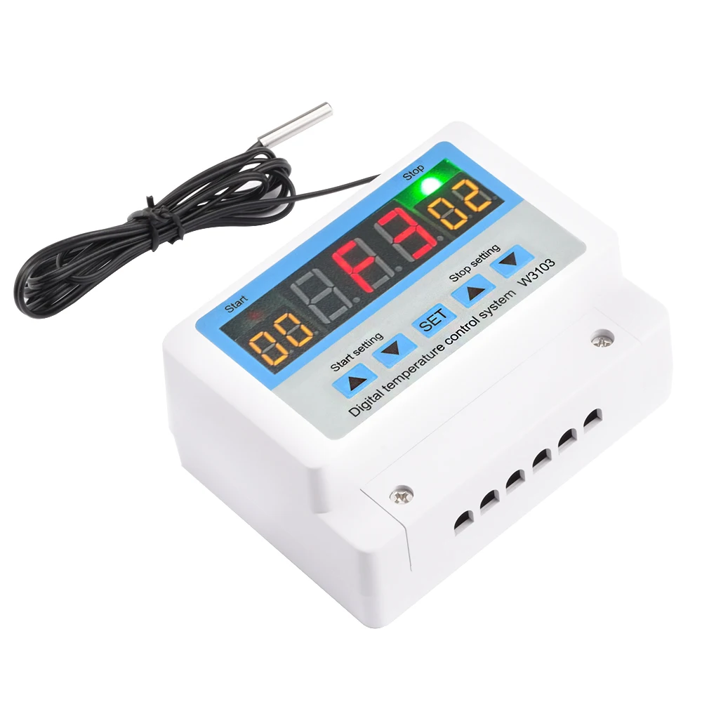

W3103 Digital Temperature Controller High-power Thermostat 30A Contact 12V 300W /24V 600W/220V 5000W Direct Output Wall Mount