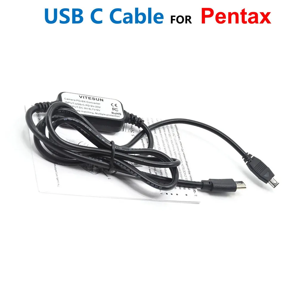 Cavo Usb C K-Ac50 D-Ac50 K-Ac132 Kac50 Adattatore Di Alimentazione Mobile Pd Per Pentax K-1 K-3 K-3Ii K5 K7 K10D K20D K645D K645Z K-01 Fotocamera