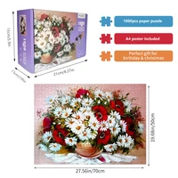 High Quality 70cm*50cm 1000pcs Flower Jigsaw Puzzle Adult Stress Relief Beautiful Landscape Painting Puzzle Wall Decor 2