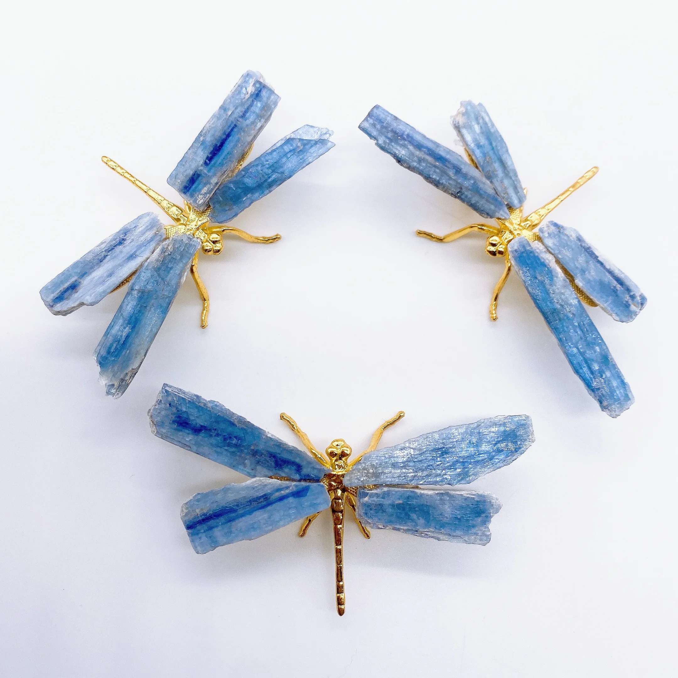 10cm Dragonfly Spar Craft Handmade Reiki Healing Natural Blue Kyanite Crystal Stone Butterfly Statue decorazione della casa regalo