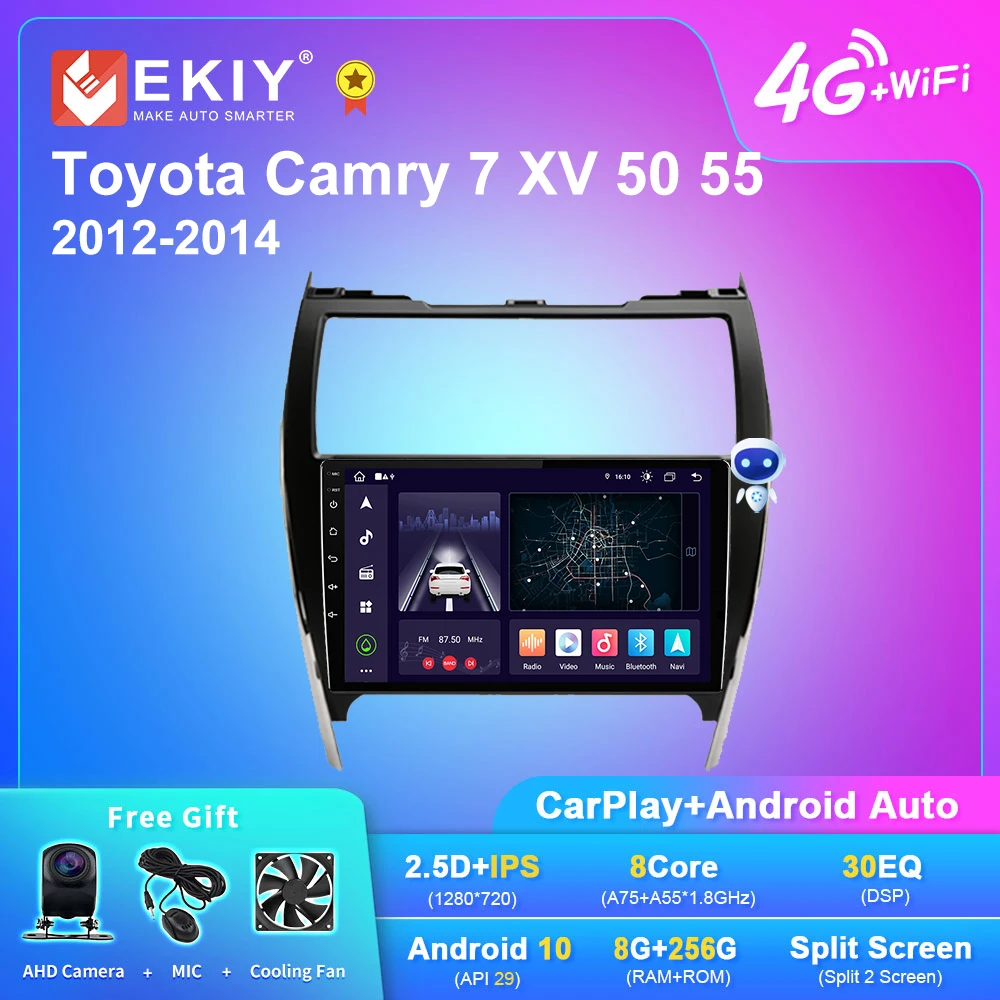 

EKIY X7 Android 10 Car Radio For Toyota Camry 7 XV 50 55 2012-2014 US EDITION Multimedia Video Player Auto Navigation GPS DVD BT