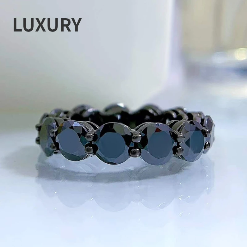 

Роскошное сверкающее черное Серебро s925 пробы, качественная простая Бриллиантовая бижутерия для мужчин и женщин, сверкающие ювелирные изделия, подарок scx978