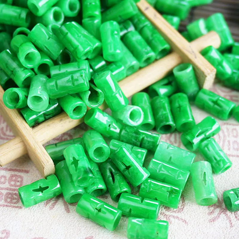Natural jadeite hand-carved hollow out DIY 100% real jade bracelets necklace jade accessories septa scattered beads