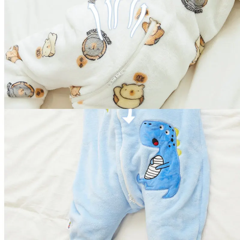 Kids Onesie Boys Girls Long Sleeve Flannel Pajamas Children Winter Cartoon Pyjama Baby Sleepwear 1-7 Years Sleeping Jumpsuits