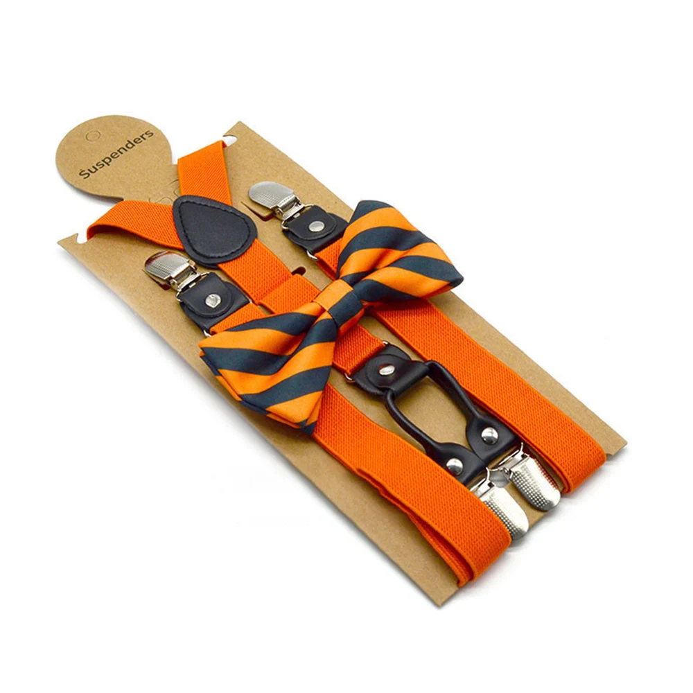 Solid Color Bowknot Elastic Leather Suspenders Braces Men Women Adjustable Straps For Wedding Suit Skirt Accessories Gift