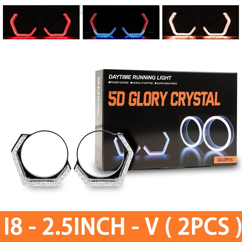 ตัวเลือกสินค้า ไฟหน้า LED ขนาดใหญ่ 2.5/3 นิ้ว พร้อมวงแหวน RGB ควบคุมผ่านแอพ