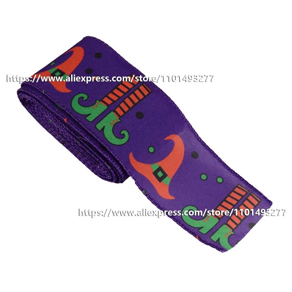 6.3cm Halloween Ribbon Wired Edge Ribbon For Party Gift Packaging Decoration DIY Crafts