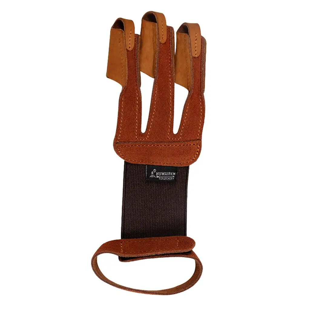 Archery Hand Finger Protective Glove Bow Arrow Hunting Shooting Glove Brown