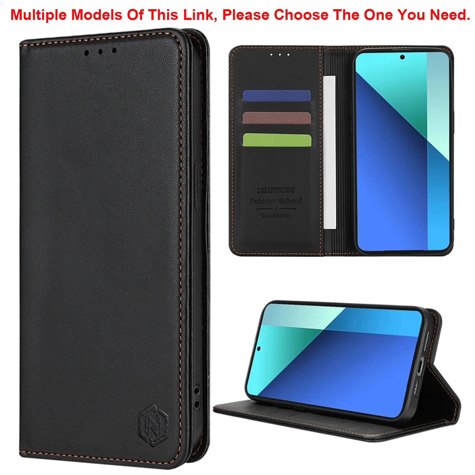 Premium Magnetic Leather Wallet Phone Case with Card Slots and Flip Cover