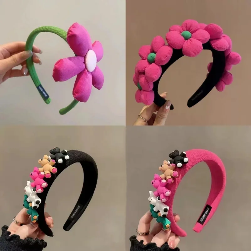 Süßes, schlichtes, farbiges, großes Blumen-Haarband, Kaninchen-Stirnband, geeignet für Haarstyling, Mädchen-Haarschmuck, Party- und Urlaubsgeschenke