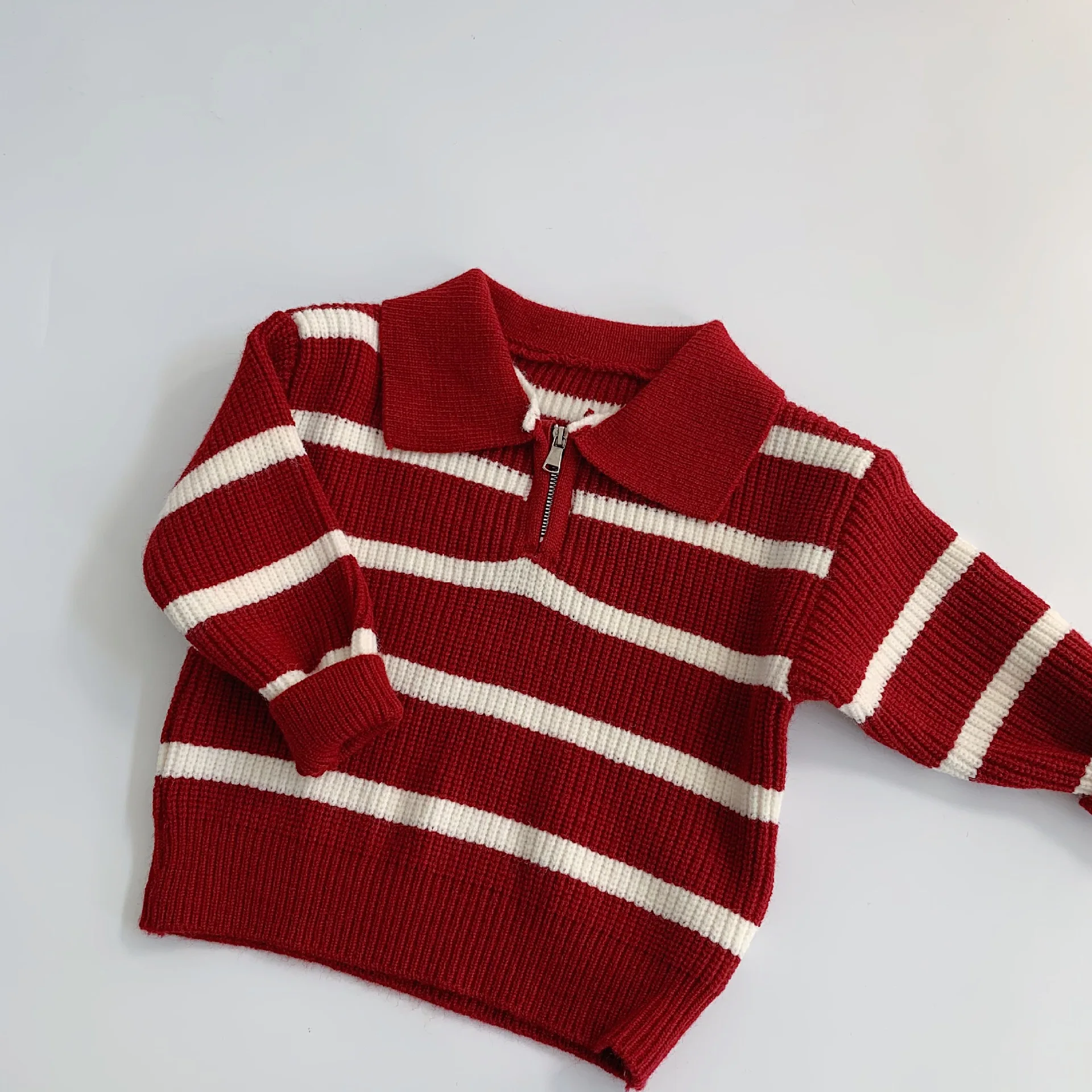 Striped Sweater New Autumn and Winter Fashion Cute Comfortable Warm Casual All-match Striped Lapel Knit Sweater Trend
