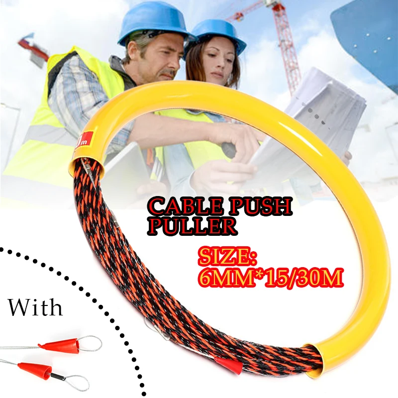 

30 Meter Fiberglass Professional Cable Puller Flexible Glider Swivel Fish Tape Portable Reel Conduit Duct Wire Pulling Tool