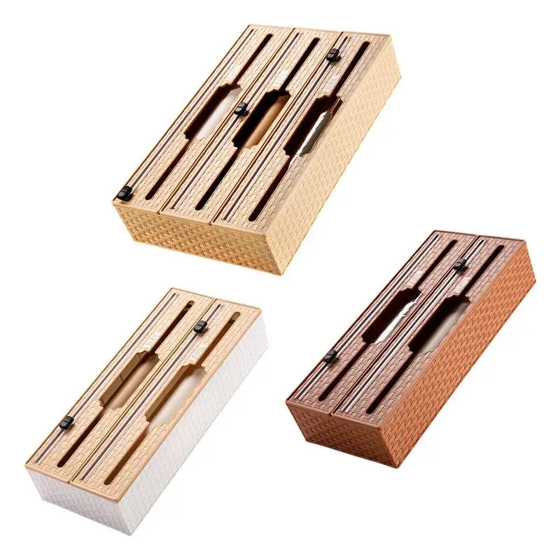 

Foil Cutter Dispenser Portable Aluminum Foil Dispenser With Cutter Wooden Cling Film Gadget For Kitchen Wax Paper Organization