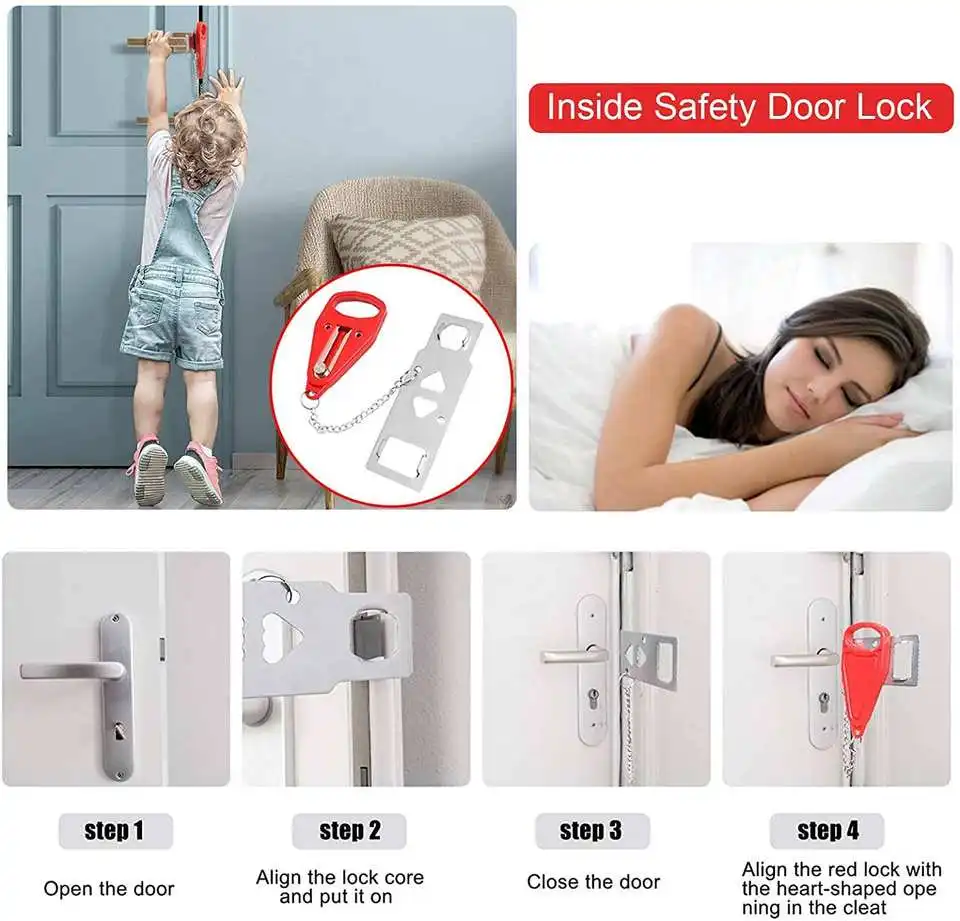 Travel Portable Door Lock Hotel Apartment College Home Security Safety