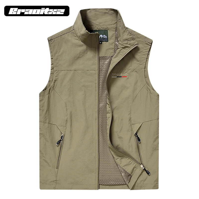 

New Men Spring Autumn Outdoor Casual Quick Dry Fish Camping Vest Men Multiple Pockets vest outdoor casual jacket Men