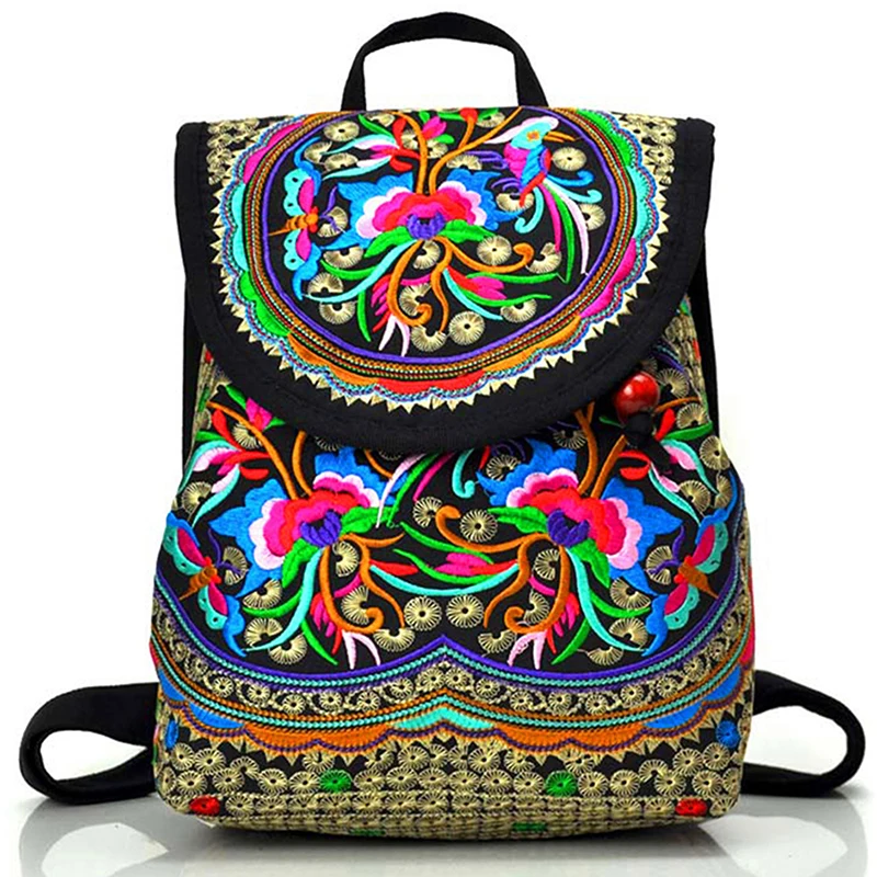 Backpack Purse|floral Embroidered Canvas Backpack Bohemian