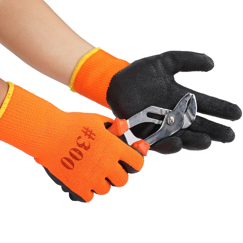 RUBBER LATEX COATED ORANGE SAFETY WORK GLOVES MENS BUILDERS GARDENING - View #6
