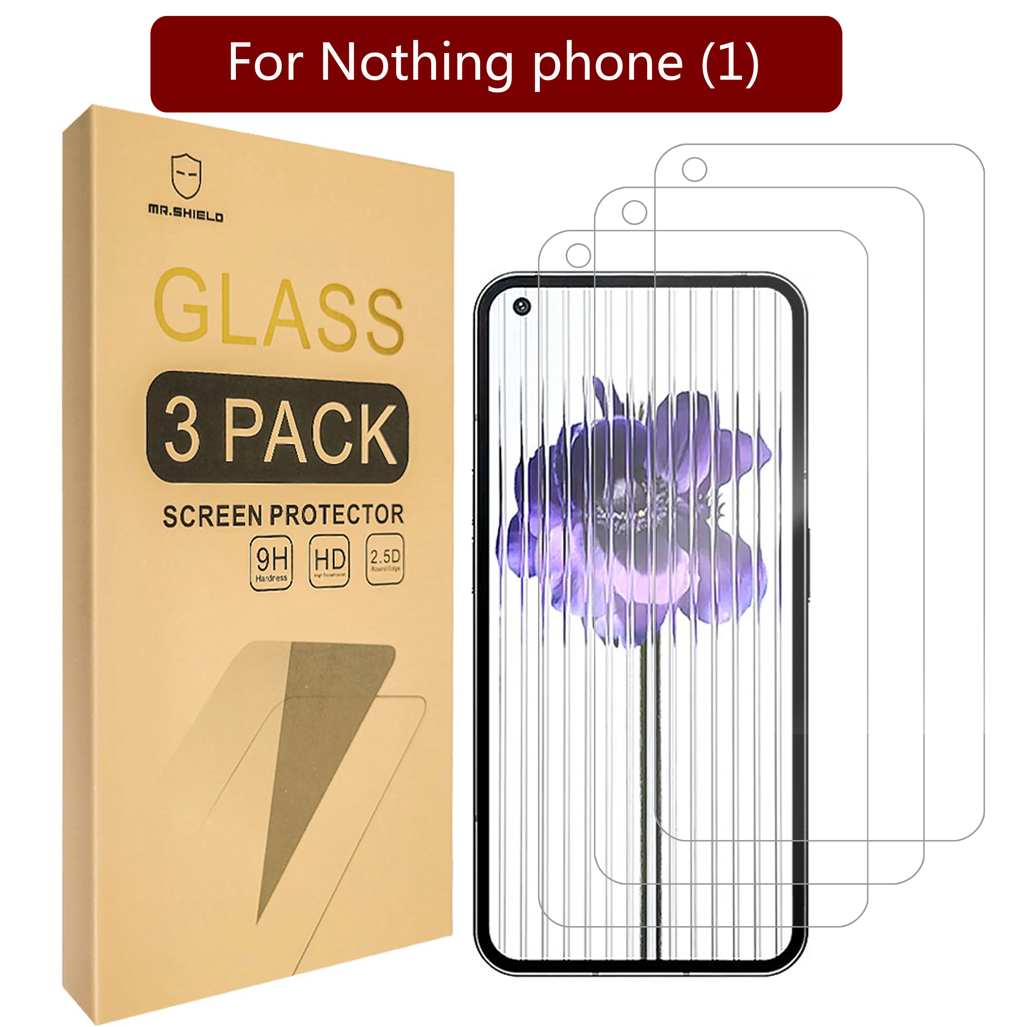 

Mr.Shield [3-Pack] Designed For Nothing phone (1) [Cut out for Camera] [Tempered Glass] [9H Hardness] Screen Protector
