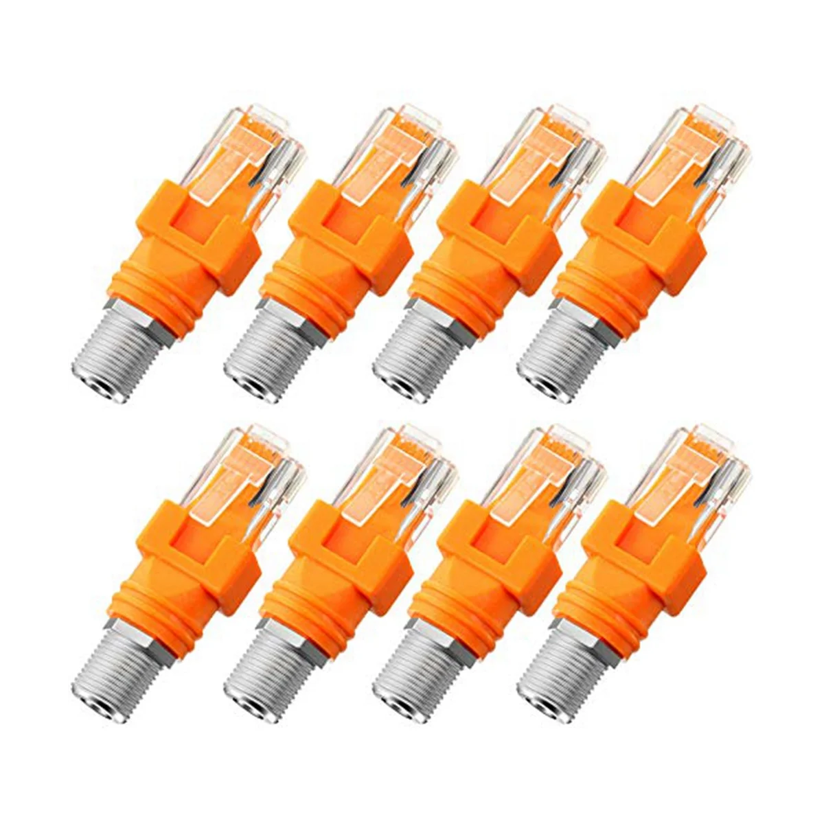 

8PCS Network Crystal Head RJ45 to F Head BNC Spiral RJ45 to RF Connector Coaxial Direct Connector