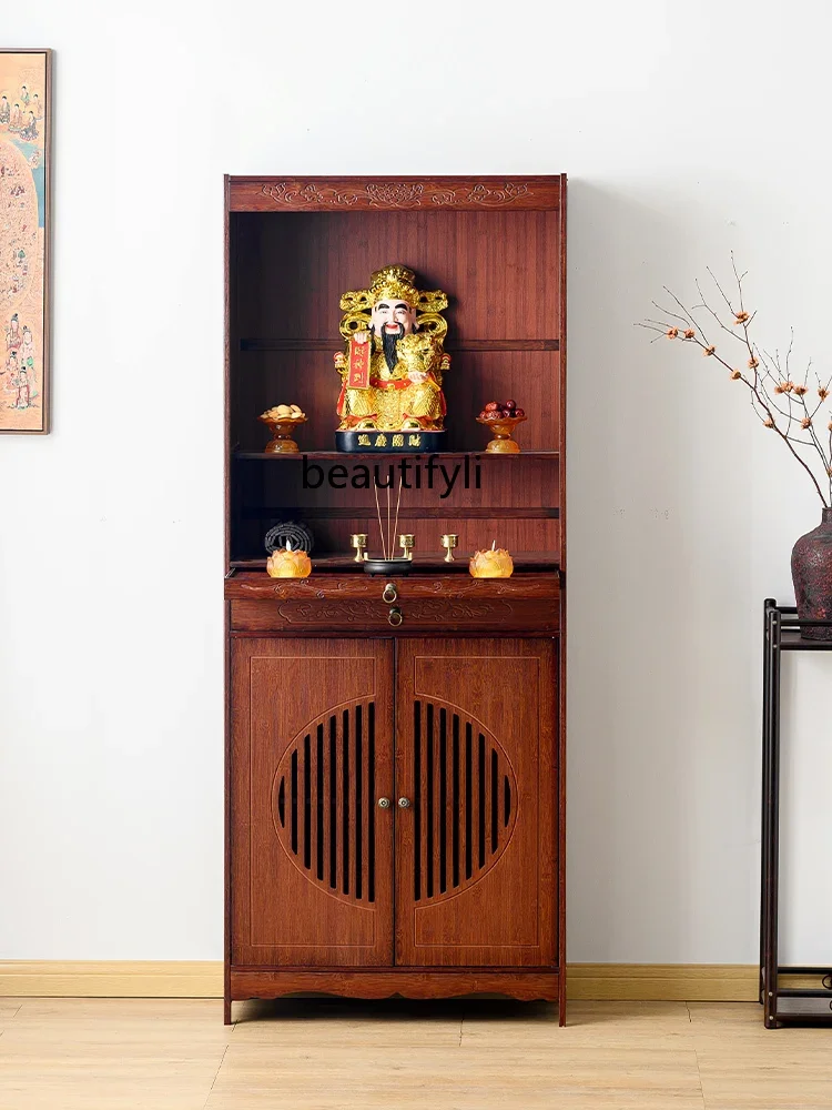 

with Door Altar Buddha Cabinet Chinese Altar Home God of Wealth Bodhisattva Guanyin Guan Gong Altar Clothes Closet