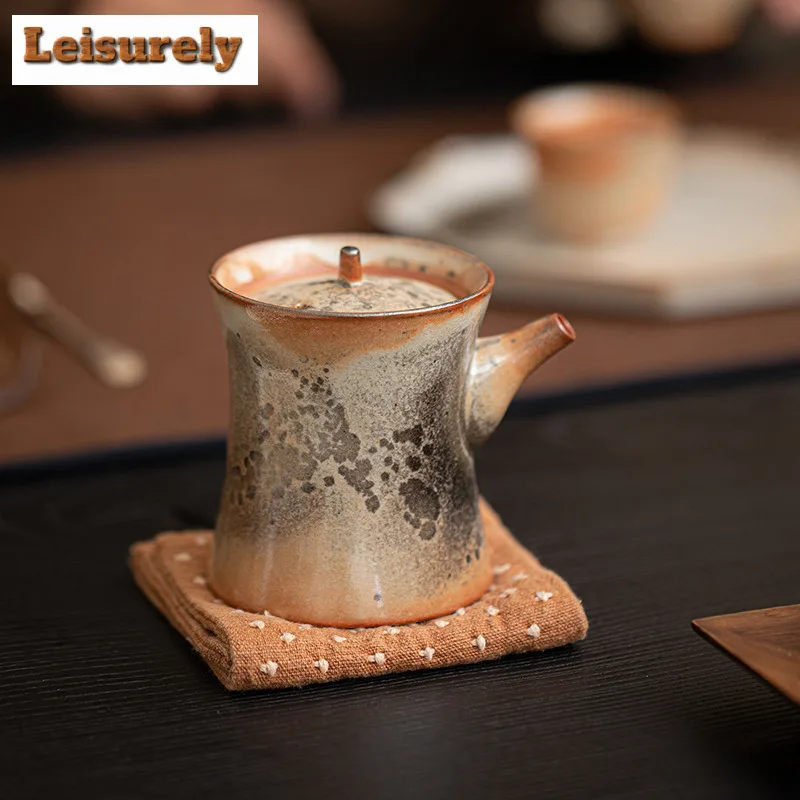 Shino Ware Stand Upright Hand Grab Teapot Antique Tea Infuser Pot Household Tea Maker Kettle With Ball Hole Teaset Decoration