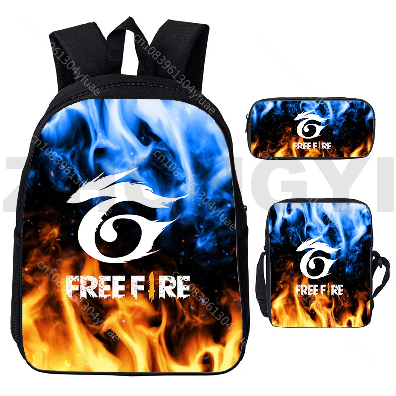 3D Hot Free Fire Garena Game Backpack Boys Girls Anime Bookbag Gifts 3Pcs Set School Bag Kids Pencil Case Free Fire Shoulder Bag