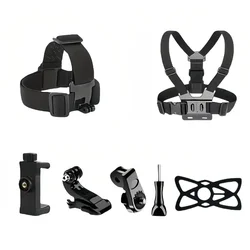Action Camera Accessories Set with Chest Mount, Head Strap, and 360° Rotating Wrist Strap - Set 3